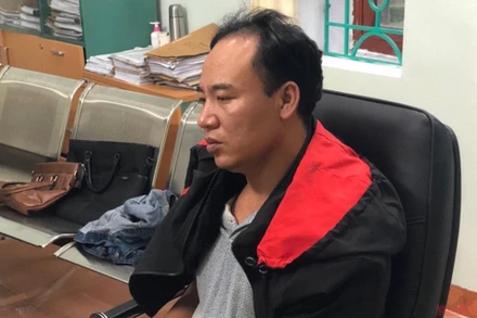 Đối tượng Phúc tại cơ quan điều tra.