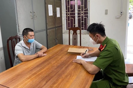 Đối tượng An tại cơ quan công an.