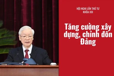 Tổng Bí thư Nguyễn Phú Trọng phát biểu khai mạc Hội nghị. (Ảnh: ĐĂNG KHOA)