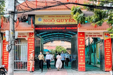 Trường THCS Ngô Quyền (quận Lê Chân)- nơi được cho là có tình trạng vi phạm pháp luật trong thu chi tài chính.