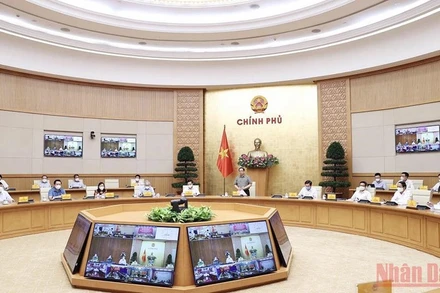 Cuộc họp trực tuyến của Ban Chỉ đạo Quốc gia phòng, chống dịch Covid-19, sáng 11/9/2021. (Ảnh: TRẦN HẢI). 