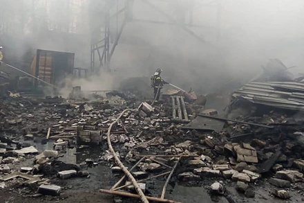 Ảnh: Hiện trường vụ cháy nổ sáng 22/10 tại Ryazan, LB Nga (Nguồn: TASS)