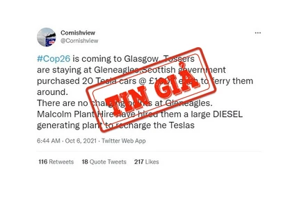 Ảnh chụp màn hình bài đăng đưa thông tin sai sự thật trên mạng xã hội Twitter.