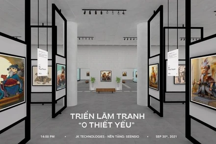 Không gian 3D của triển lãm thực tế ảo “0 thiết yếu”. (Ảnh chụp màn hình)