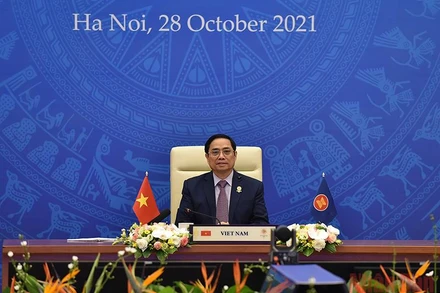 Thủ tướng Phạm Minh Chính dự Hội nghị cấp cao ASEAN - Ấn Độ. (Ảnh: TRẦN HẢI)