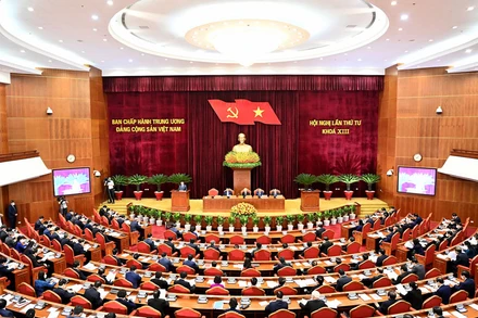 Toàn cảnh Hội nghị lần thứ tư Ban Chấp hành Trung ương Đảng khóa XIII. (Ảnh: ĐĂNG KHOA)