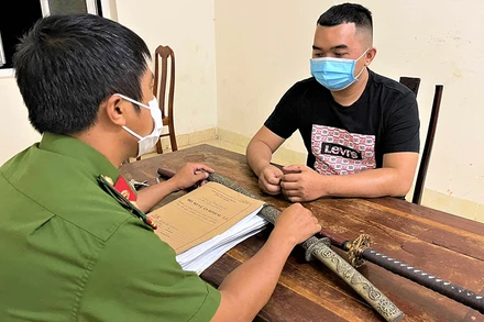 Đối tượng Hoàng Nguyên Trường tại Công an thành phố Buôn Ma Thuột.