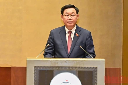 Chủ tịch Quốc hội Vương Đình Huệ phát biểu khai mạc Kỳ họp thứ 2, Quốc hội khóa XV. (Ảnh: DUY LINH - THỦY NGUYÊN)