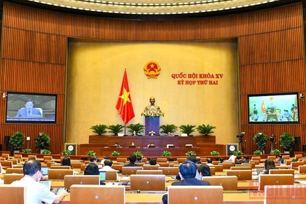 Quốc hội thảo luận trực tuyến về dự án Luật sửa đổi, bổ sung một số điều của Luật Sở hữu trí tuệ, chiều 26/10. (Ảnh: LINH NGUYÊN)