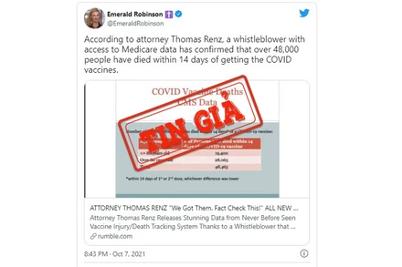 Ảnh chụp màn hình bài đăng chia sẻ thông tin sai sự thật trên Twitter.