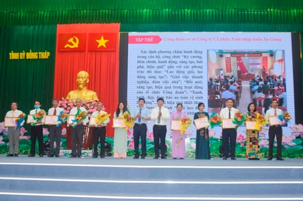 Lãnh đạo tỉnh tặng Bằng khen của UBND tỉnh cho các tập thể.