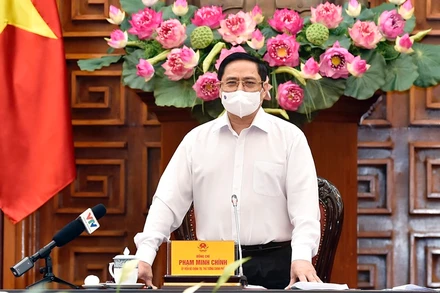 Thủ tướng Phạm Minh Chính chủ trì cuộc họp. (Ảnh: Trần Hải)