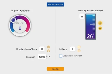 Công cụ giúp khách hàng ước tính sản lượng tiêu thụ điện