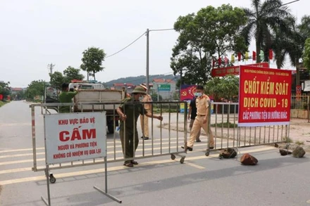 Chốt kiểm soát dịch Covid-19 tại thôn Kiều, xã Hiên Vân, huyện Tiên Du, tỉnh Bắc Ninh trước giờ dỡ bỏ cách ly y tế.