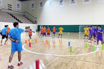 Thầy trò HLV Phạm Minh Giang sẵn sàng cho mục tiêu tranh vé dự VCK FIFA Futsal World Cup 2021. (Ảnh: VFF)