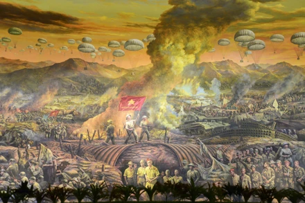 Một phần trong bức trang panorama tại Bảo tàng Chiến thắng Điện Biên Phủ (Ảnh: VOV)