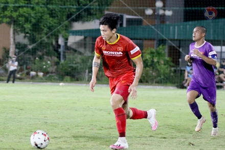 Hai trận đấu tập nhằm đánh giá lực lượng. (Ảnh: VFF)
