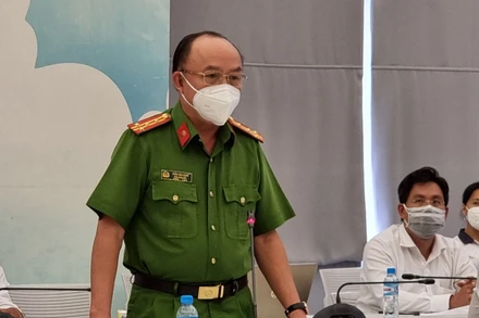 Lãnh đạo Công an tỉnh Bình Dương thông tin vụ việc. 