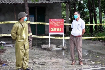 Khu phong tỏa thuộc xã Thanh Cao, huyện Lương Sơn, trước ngày dừng giãn cách xã hội.