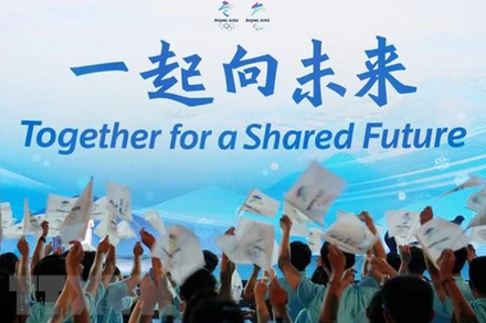 Khẩu hiệu của Olympic mùa đông Bắc Kinh là "Cùng nhau vì một tương lai chung". (Ảnh: THX/TTXVN)