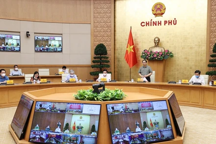 Thủ tướng Phạm Minh Chính chủ trì cuộc họp. (Ảnh: Dương Giang/TTXVN)