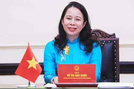 Phó Chủ tịch nước Võ Thị Ánh Xuân tại buổi điện đàm. (Ảnh: Bộ Ngoại giao)