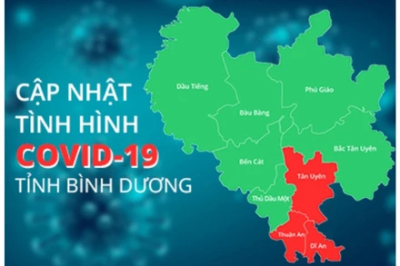Bản đồ Covid-19 tỉnh Bình Dương. (Ảnh Cổng thông tin điện tử Bình Dương)