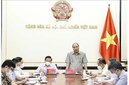 Chủ tịch nước Nguyễn Xuân Phúc phát biểu. (Ảnh: Thống Nhất/TTXVN)