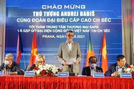 Thủ tướng Andrej Babis phát biểu tại buổi gặp mặt. (Ảnh: TTXVN)