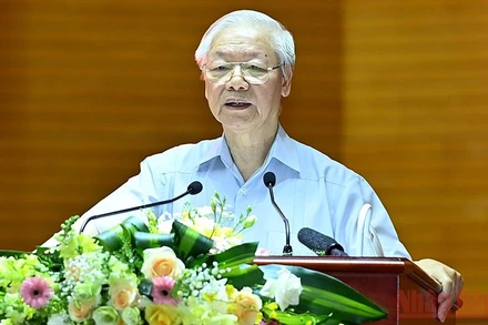 Tổng Bí thư Nguyễn Phú Trọng phát biểu tại hội nghị. (Ảnh: Đăng Khoa)