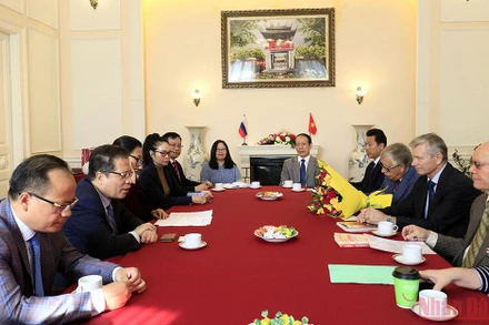 Toàn cảnh buổi tiếp (Ảnh: QUẾ ANH)