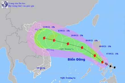 Vị trí và hướng di chuyển của bão Conson. (Nguồn: nchmf.gov.vn)