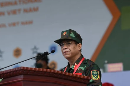 Trung tướng Nguyễn Văn Nghĩa phát biểu tại lễ bế mạc. (Ảnh: HUY SƠN)