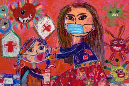 Một bức tranh trong Triển lãm trực tuyến Giải thưởng Mỹ thuật thiếu nhi Việt Nam năm 2021.