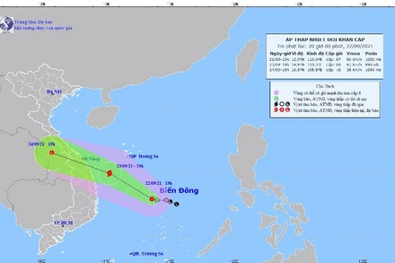 Áp thấp nhiệt đới trên biển Đông.