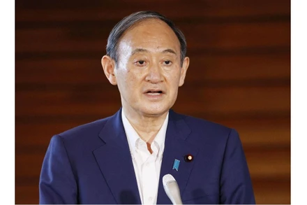 Thủ tướng Nhật Bản Suga Yoshihide phát biểu tại buổi họp báo ngày 3/9/2021. (Ảnh: Kyodo/Reuters)