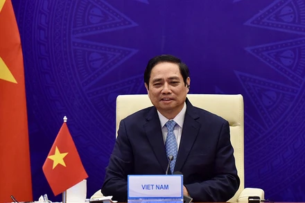 Thủ tướng Phạm Minh Chính phát biểu tại Hội nghị Thượng đỉnh hợp tác tiểu vùng Mekong mở rộng (GMS) lần thứ 7. (Ảnh: Trần Hải)