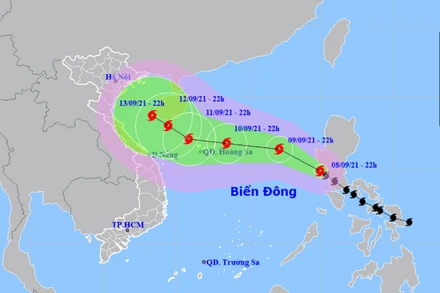 Vị trí và hướng di chuyển của bão số 5. (Nguồn: nchmf.gov.vn)