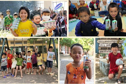 Mỗi em nhỏ có hoàn cảnh khó khăn sẽ được hỗ trợ uống sữa Vinamilk miễn phí trong 3 tháng liên tiếp