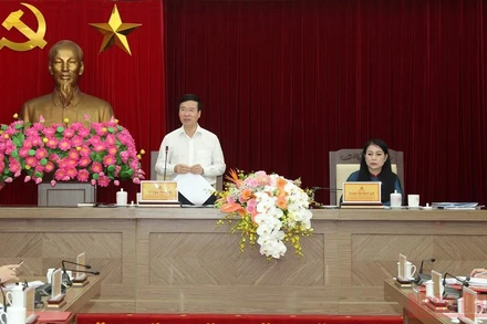 Đồng chí Võ Văn Thưởng phát biểu ý kiến tại hội nghị. (Ảnh: HÀ HỒNG HÀ)