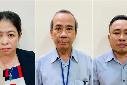 Các bị can từ trái sang phải: Phan Thị Thùy Trang, Nguyễn Như Việt, Nguyễn Đăng Thuần.