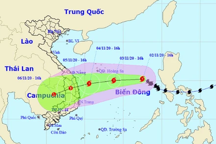 Vị trí và hướng di chuyển của bão số 10. (Nguồn: nchmf.gov.vn)