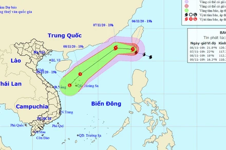 Vị trí và hướng di chuyển của bão Atsani. (Nguồn: nchmf.gov.vn)