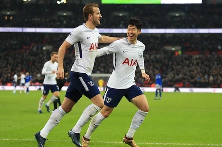 Bộ đôi tiền đạo của Tottenham, H. Kane (trái) và Son Heung-Min.