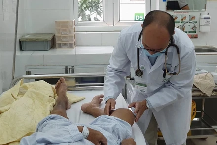 PGS, TS Đỗ Duy Cường khám cho bệnh nhân whitmore sáng 19-11.