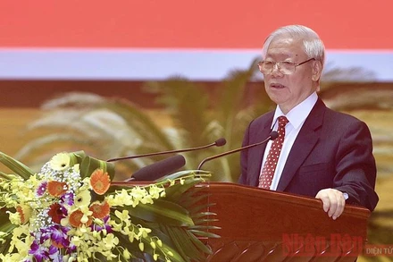 Đồng chí Tổng Bí thư, Chủ tịch nước Nguyễn Phú Trọng phát biểu kết luận hội nghị. Ảnh: DUY LINH.