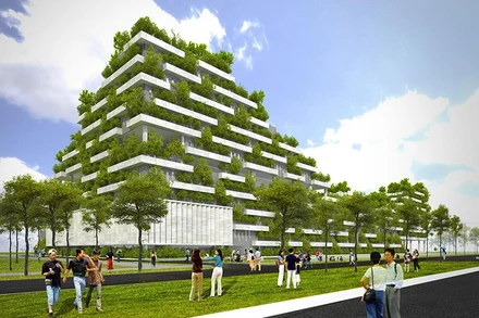 Thiết kế Tòa nhà văn phòng xanh FPT, khu CNC Hòa Lạc, Hà Nội. (Ảnh: kientrucvietnam.org.vn)