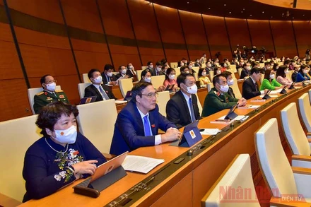 Các đại biểu Quốc hội tại phiên khai mạc Kỳ họp thứ nhất, Quốc hội khoá XV. Ảnh: DUY LINH 