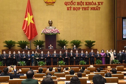 Ra mắt Chính phủ nhiệm kỳ 2021-2026. (Ảnh: Duy Linh)