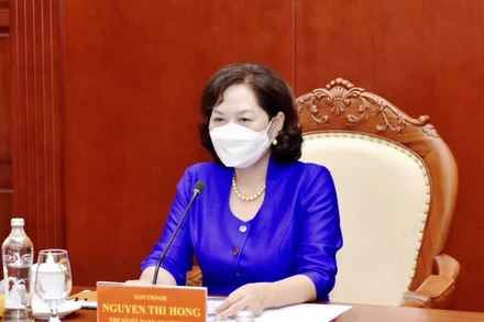 Thống đốc Ngân hàng Nhà nước Nguyễn Thị Hồng tại buổi làm việc.